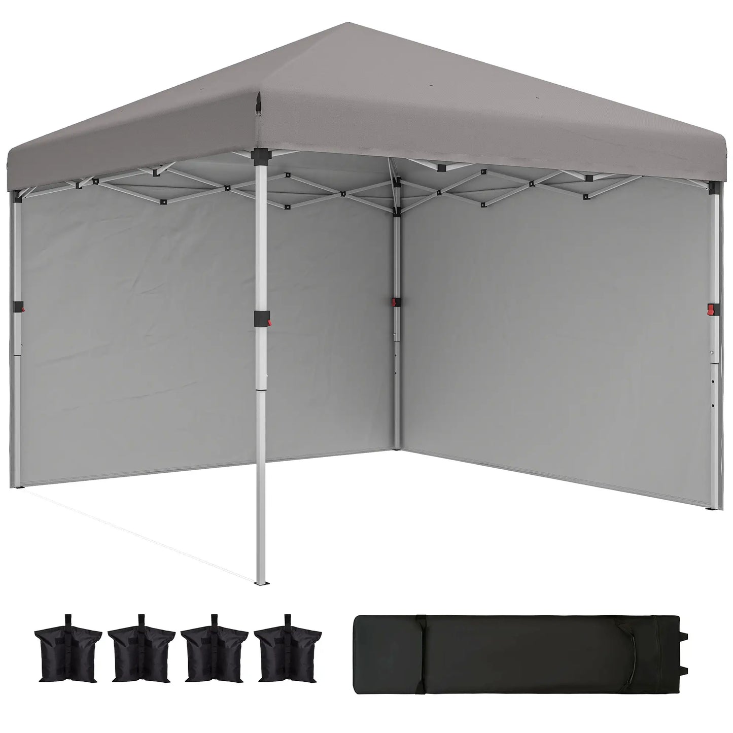 10' x 10' Pop Up Canopy, Sidewalls, Roller Bag, Adjustable Tent, Grey Pop Up Canopies at Gallery Canada
