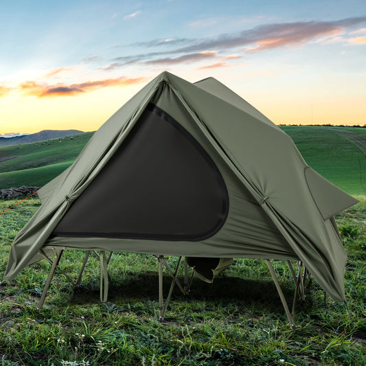 Foldable 2-Person Camping Cot Tent with Pop-up Tent Shelter and Portable Wheeled Bag, Green Tents Green at Gallery Canada