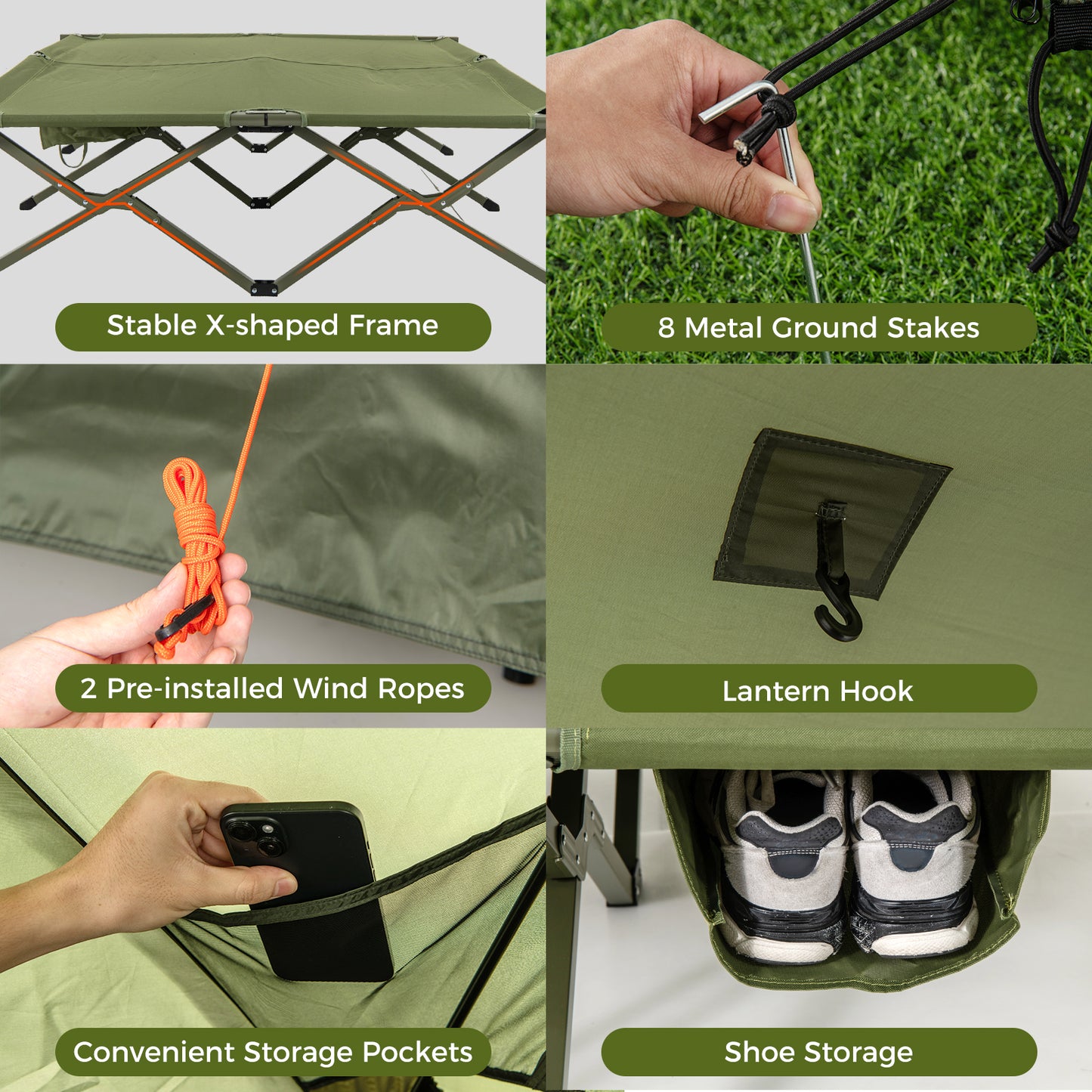 Foldable 2-Person Camping Cot Tent, With Pop-Up Shelter And Wheeled Bag, Green Tents at Gallery Canada