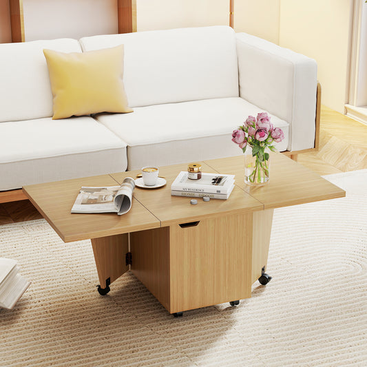 Foldable Coffee Table With Storage Cabinet, Extendable Center Table, Oak Coffee Tables Oak at Gallery Canada
