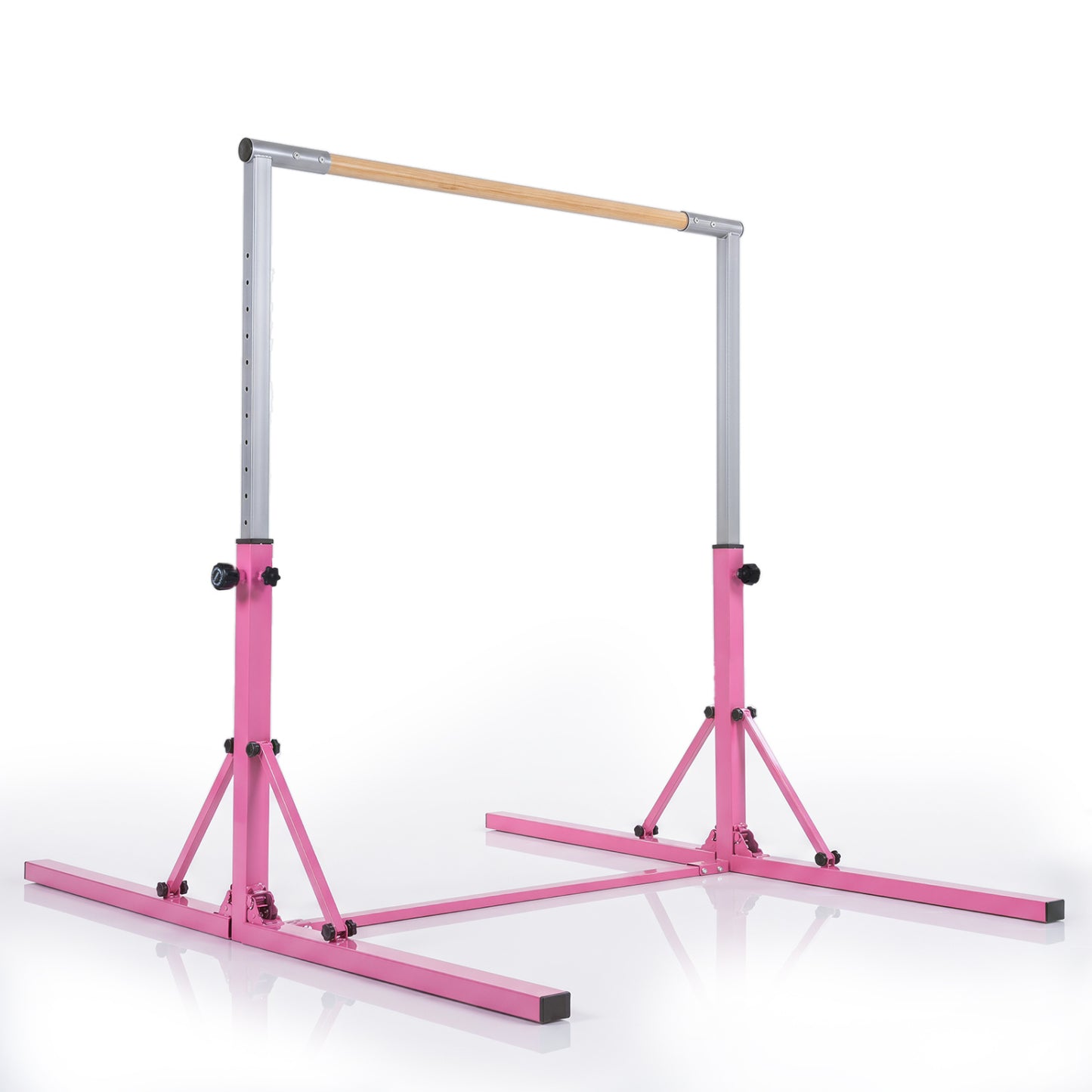 Foldable Gymnastics Bar for Kids with 3-Level Adjustable Heights, Pink