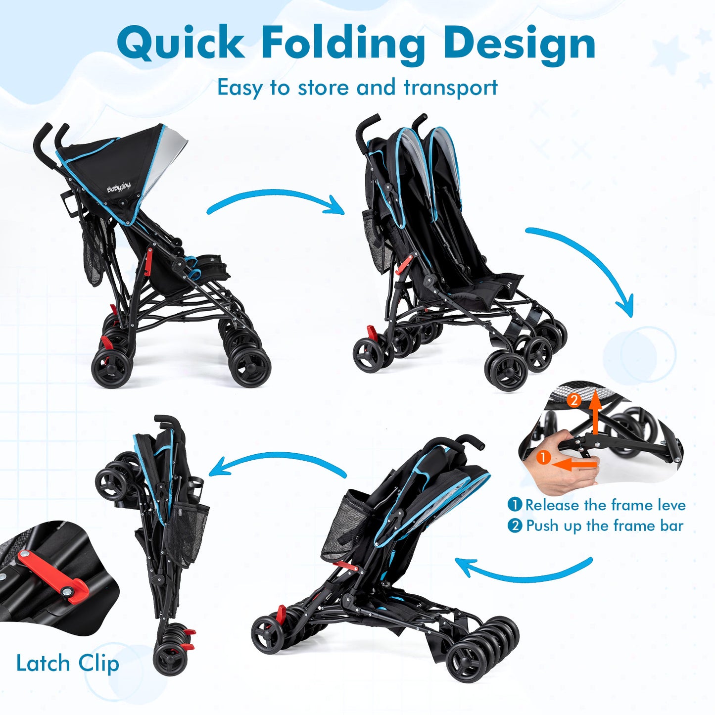 Foldable Twin Baby Double Stroller Ultralight Umbrella Kids Stroller, Navy Baby Strollers at Gallery Canada
