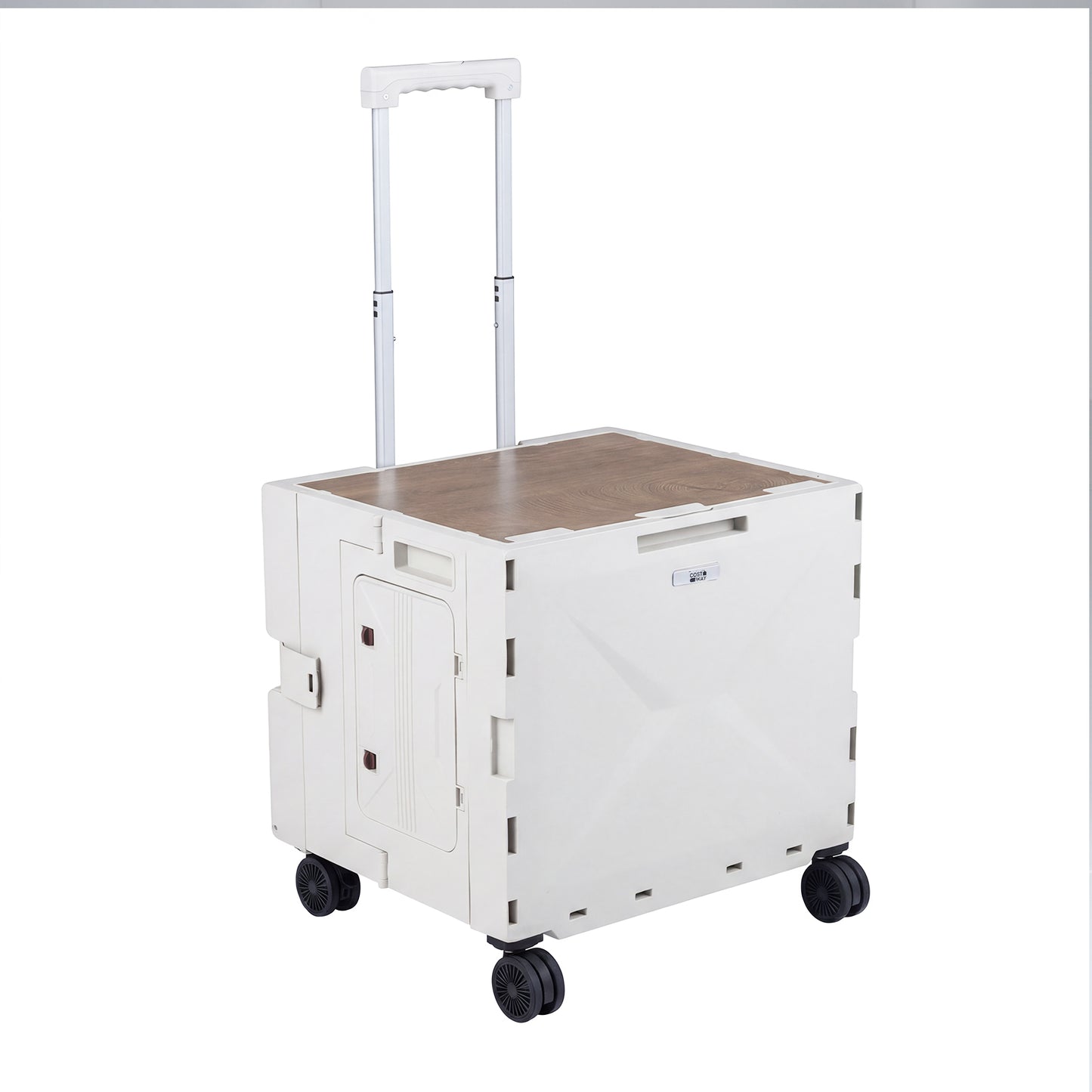 Foldable Utility Cart, 4 Rotate Wheels, Cup Holder, White Garden Carts White at Gallery Canada