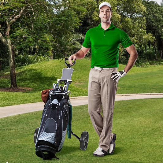 Folding 2 Wheels Golf Cart Trolley With Scoreboard, Black