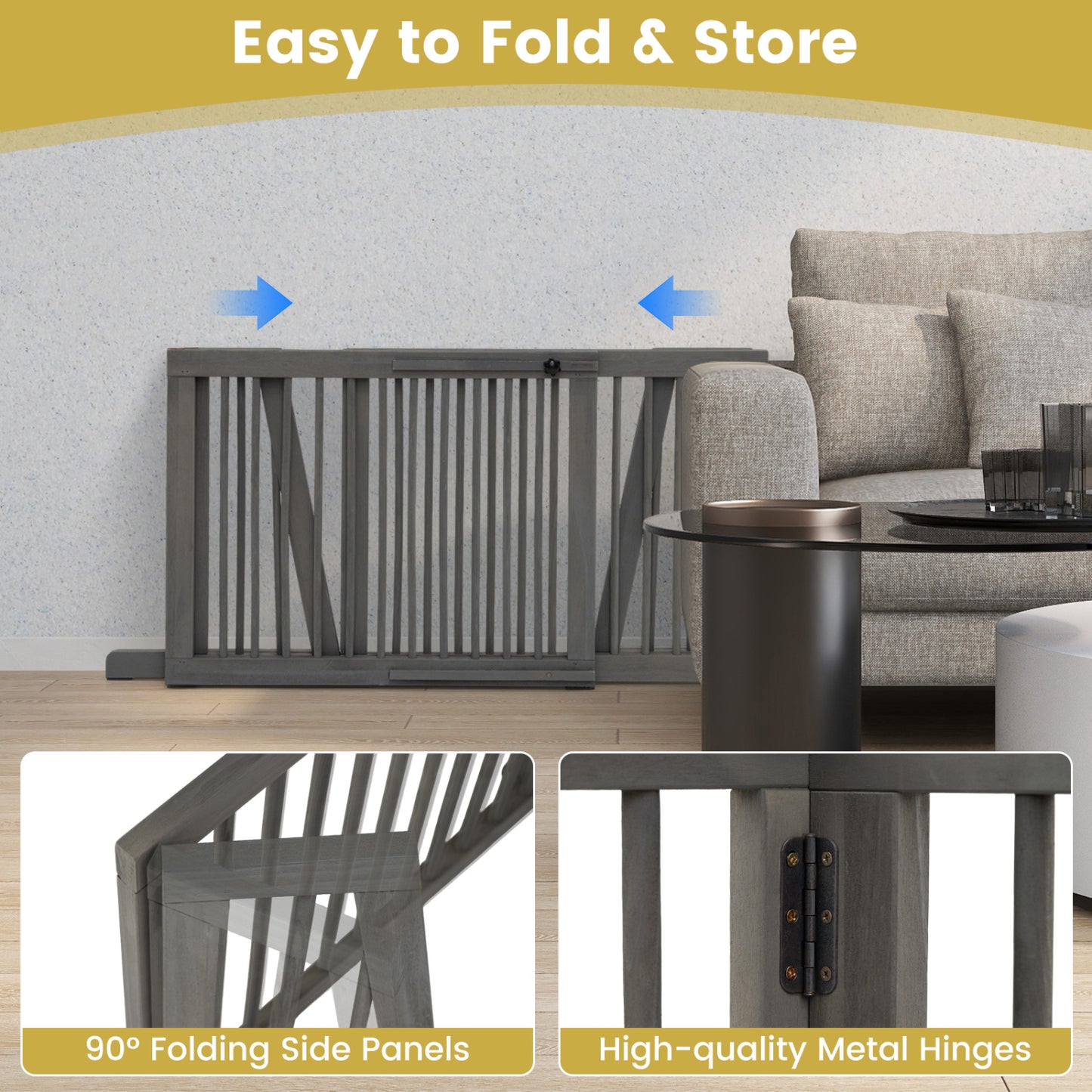 Folding 3 Panel Wood Dog Fence Pet Gate at Gallery Canada