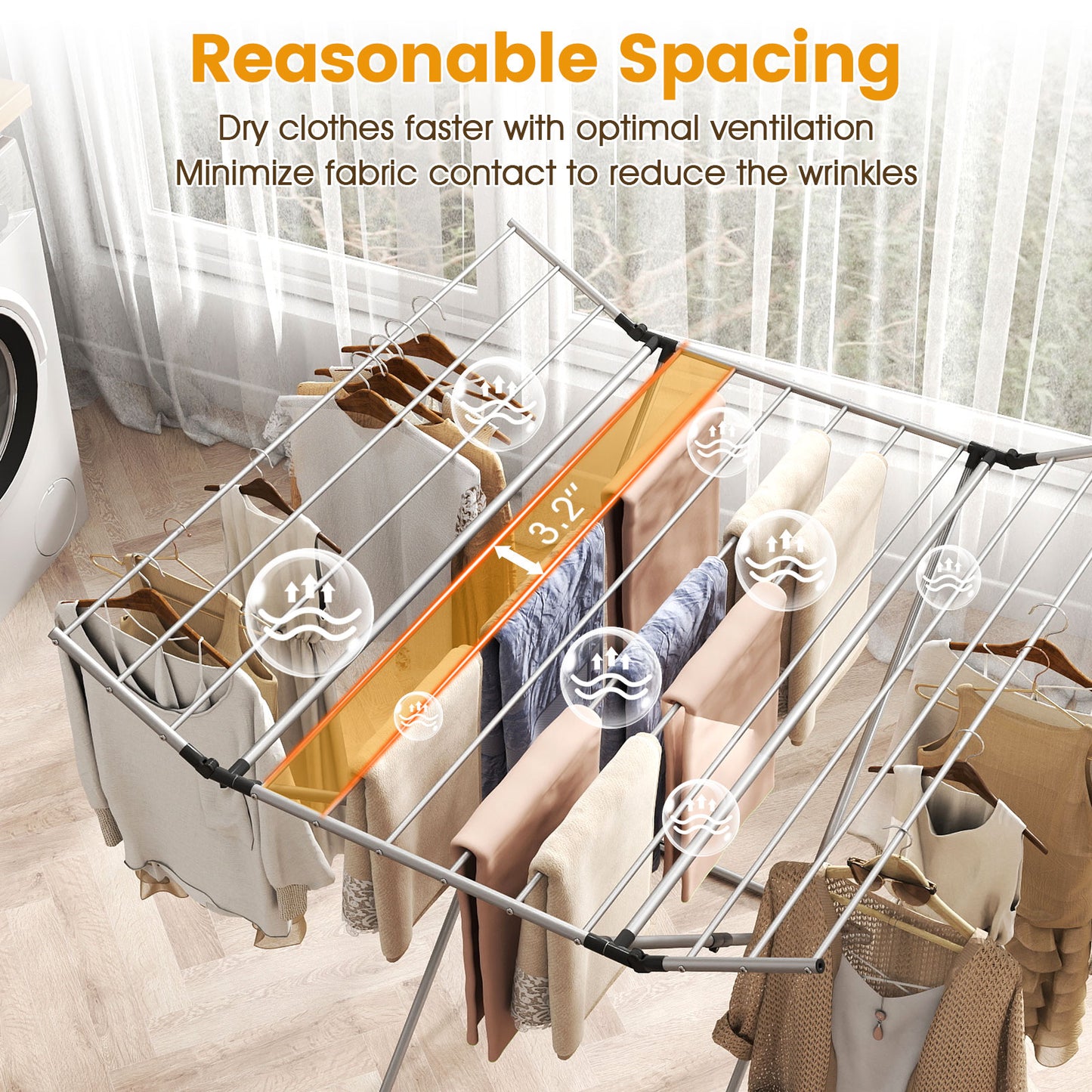 Folding Aluminum Clothes Drying Rack with 2 Side Wings Drying Racks at Gallery Canada