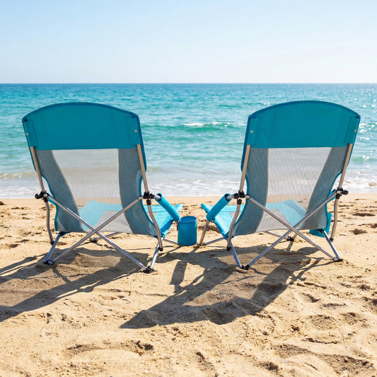 Folding Beach Chairs Set of 2, Portable Lightweight, Blue Beach & Lawn Chairs Blue at Gallery Canada