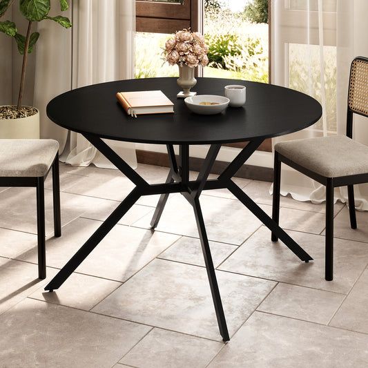 Folding Dining Table 47 Inch Extendable Round Kitchen Table with Drop Leaves, Black Dining Tables Black at Gallery Canada