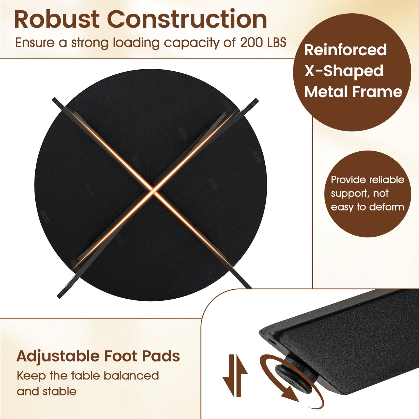 Folding Dining Table 47 Inch Extendable Round Kitchen Table with Drop Leaves, Black Dining Tables at Gallery Canada