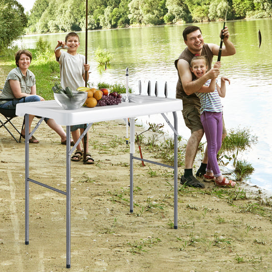 Folding Fish Cleaning Table With Rotatable Faucet Camping Furniture White at Gallery Canada