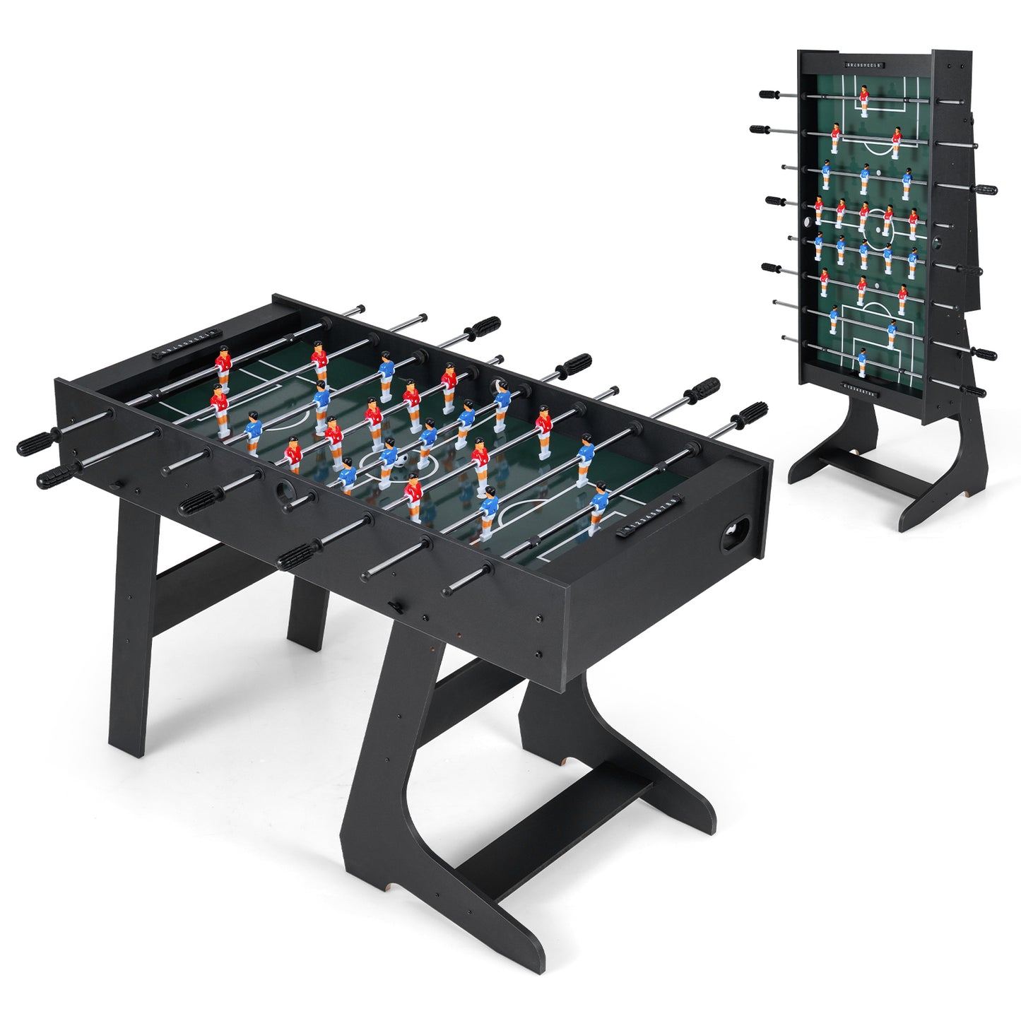 Folding Foosball Table with 22 Players and Slide Scorers Space-Saving Game Table, Black