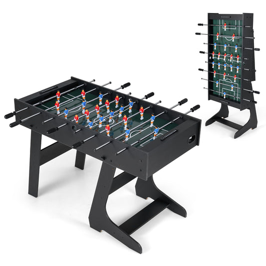 Folding Foosball Table with 22 Players and Slide Scorers Space-Saving Game Table, Black