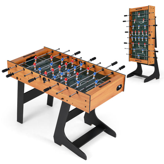 Folding Foosball Table with 22 Players and Slide Scorers Space-Saving Game Table, Natural