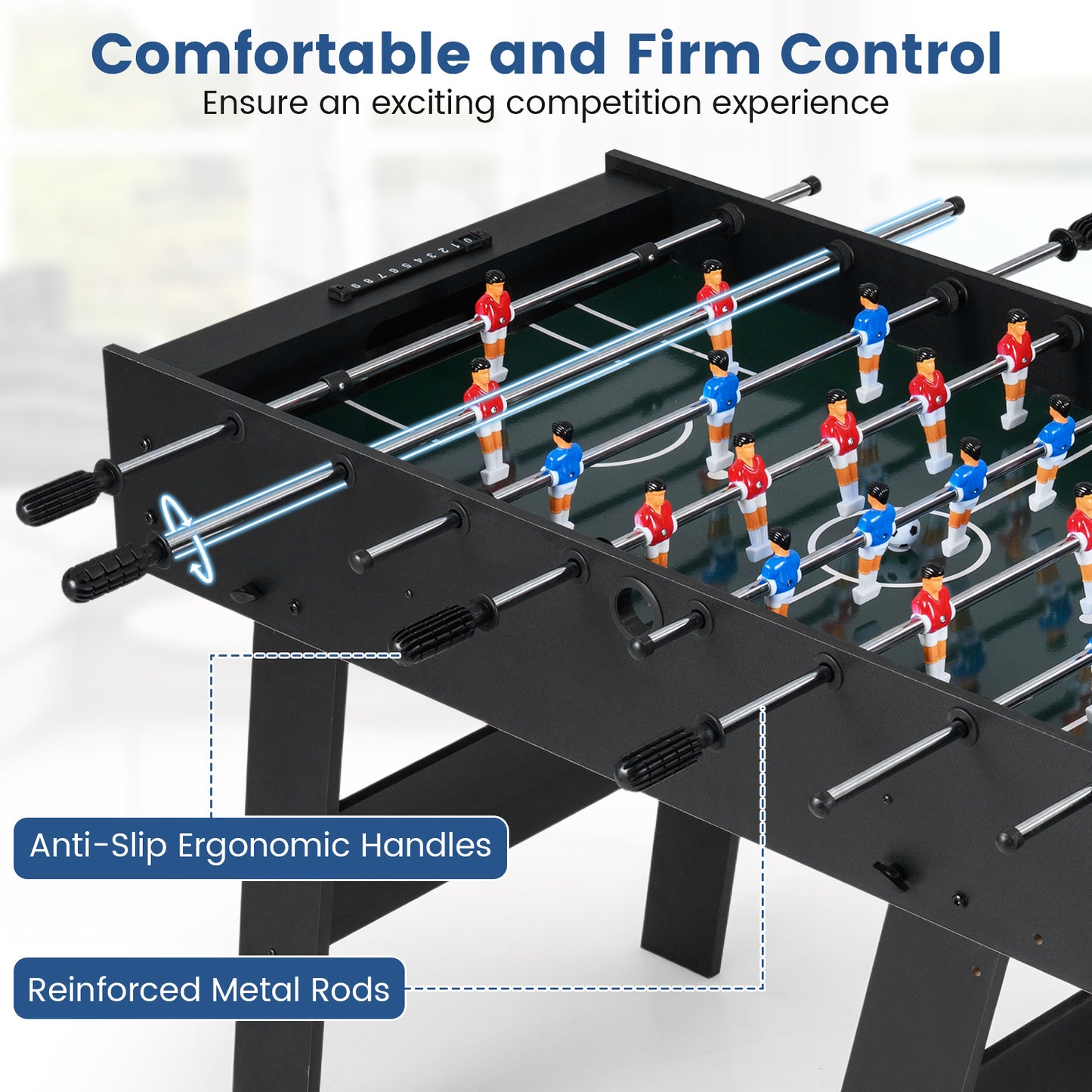 Folding Foosball Table with 22 Players and Slide Scorers Space-Saving Game Table, Black Game Room at Gallery Canada
