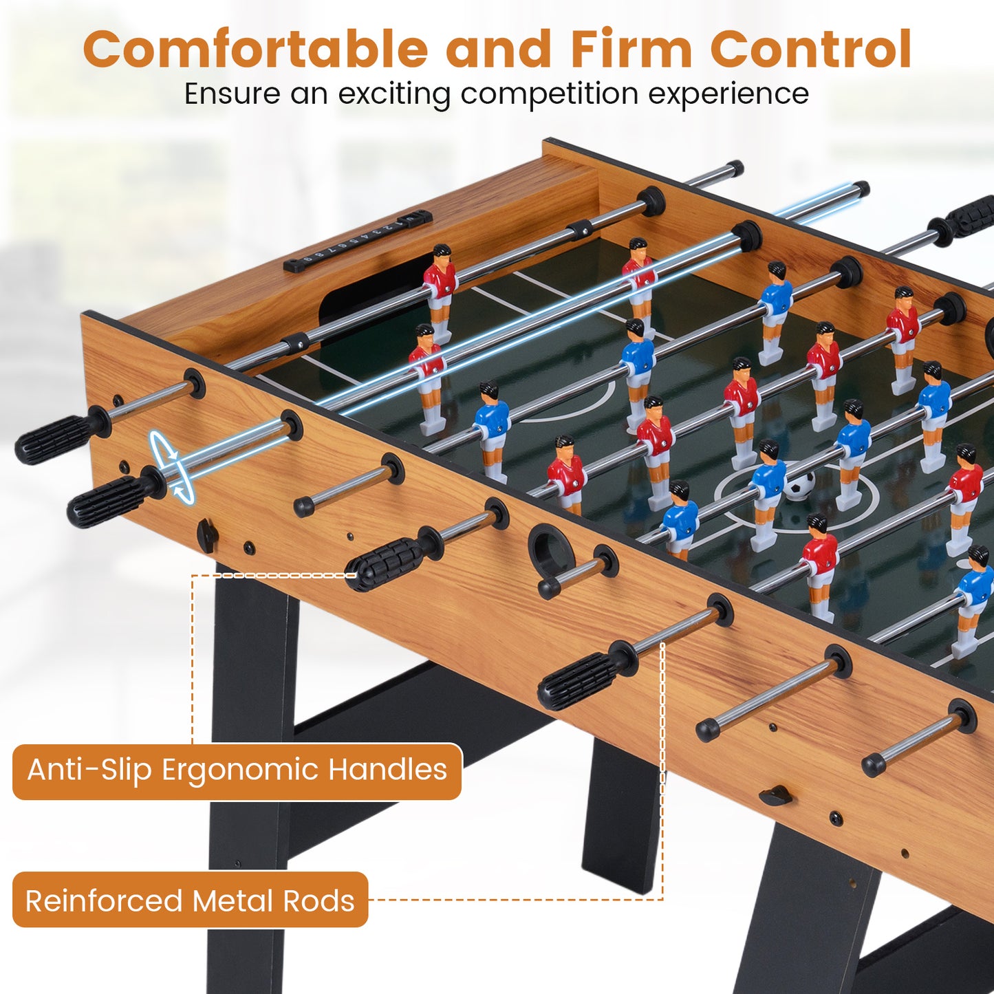 Folding Foosball Table with 22 Players and Slide Scorers Space-Saving Game Table, Natural Game Room at Gallery Canada