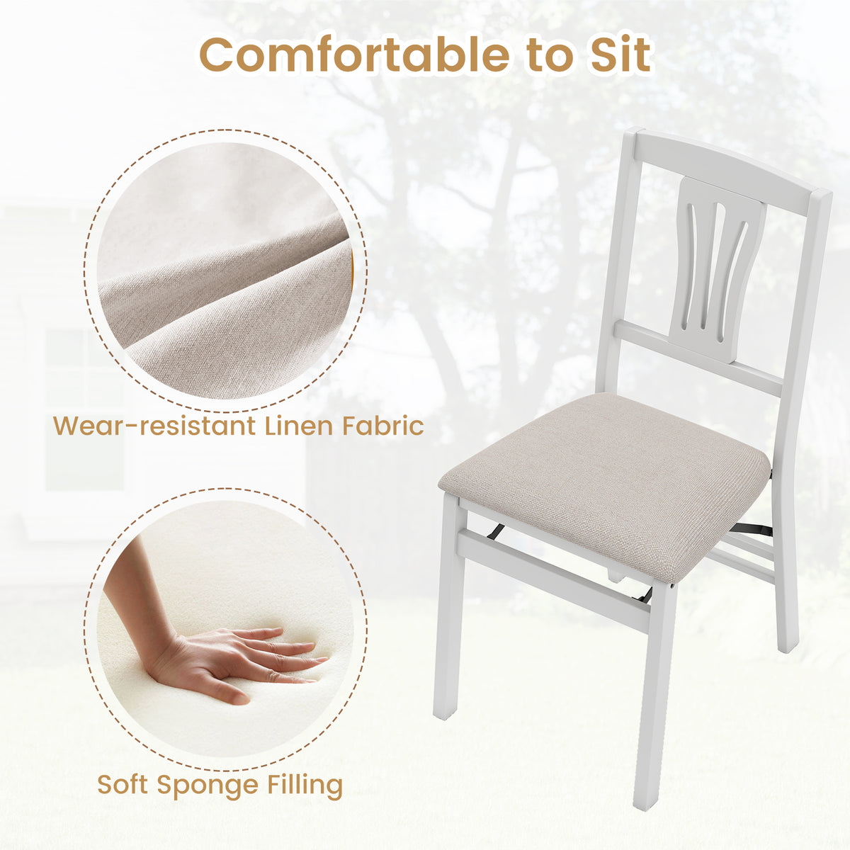 Folding Kitchen Chairs Set of 4, Upholstered Dining Chairs, White Dining Chairs at Gallery Canada