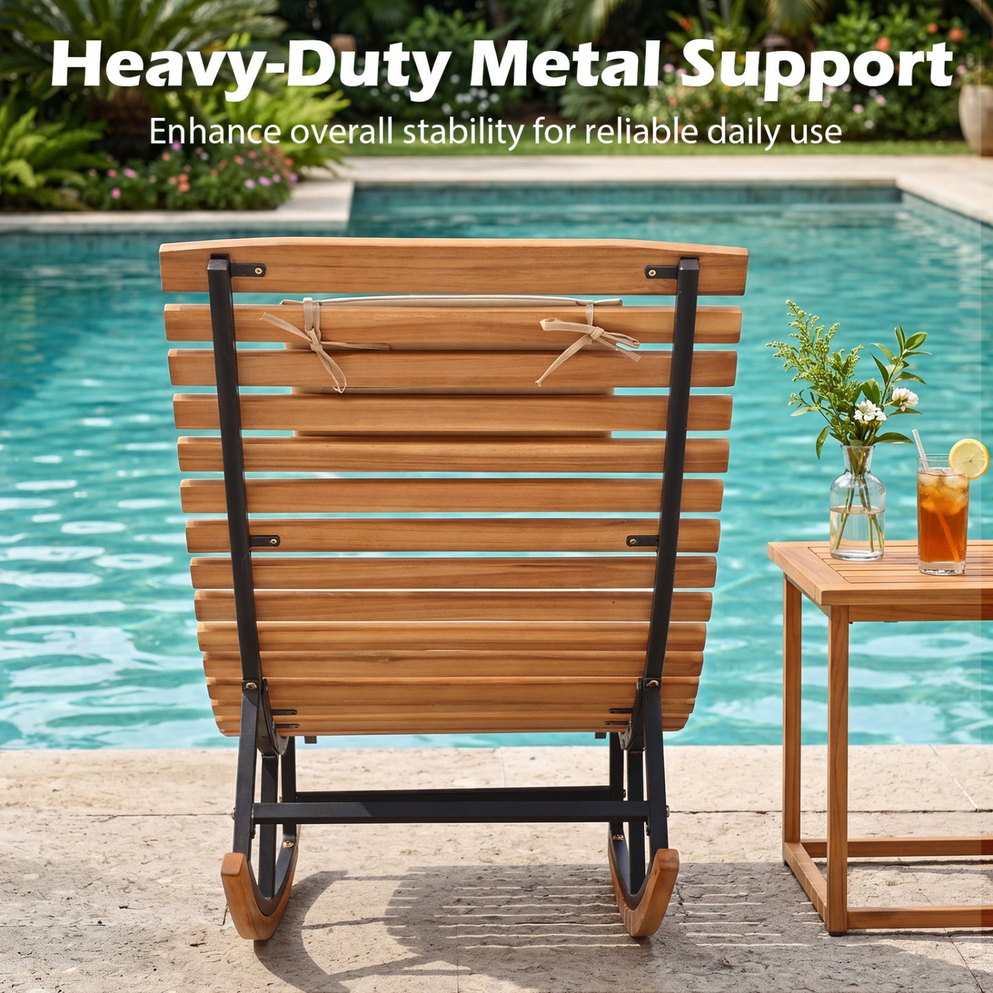 Folding Eucalyptus Outdoor Patio Lounge Chair, Red Outdoor Chaise Lounges at Gallery Canada