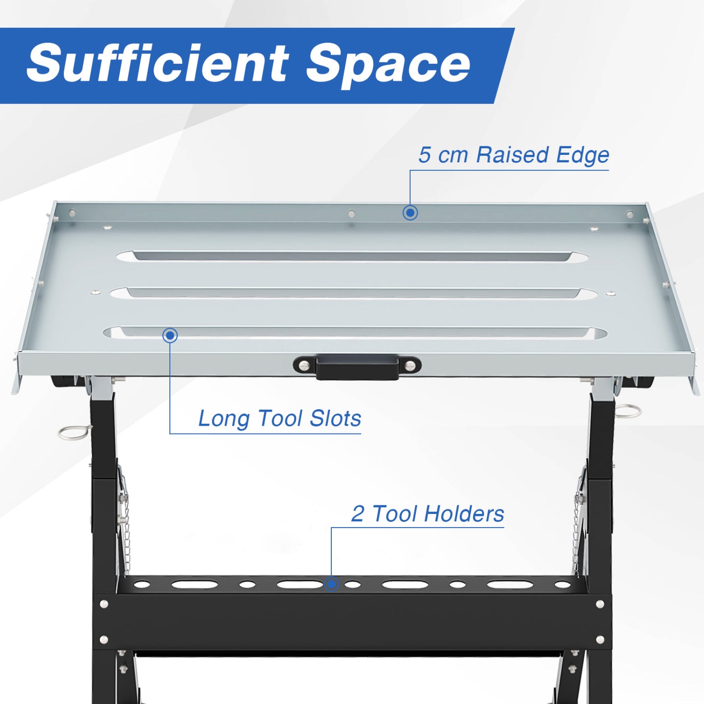 Folding Welding Table With 2 Fixed Wheels, 4-Level Height, Black Garages at Gallery Canada