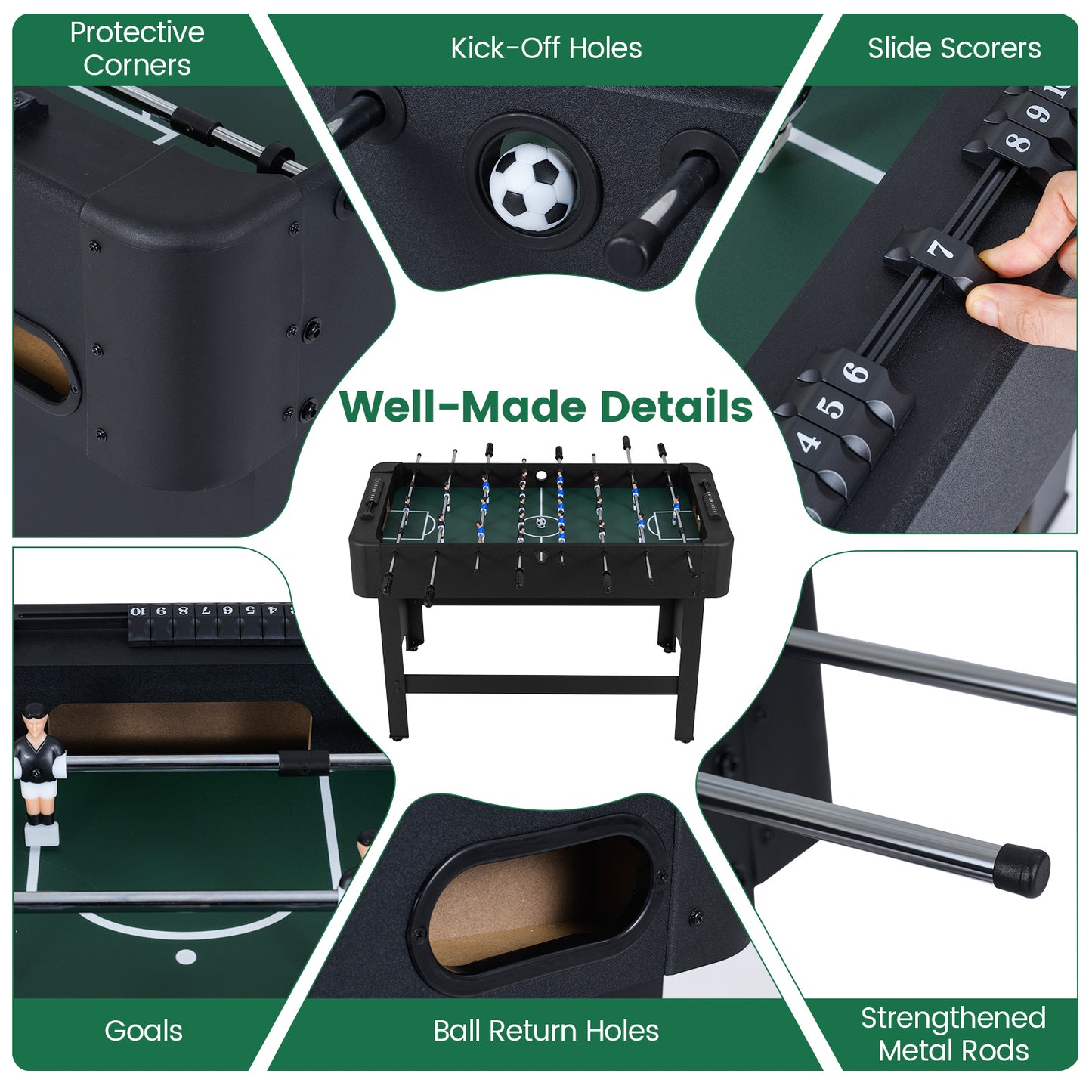 Foosball Table Competition Full Size Soccer Game Table with 22 Players, Black Game Room at Gallery Canada