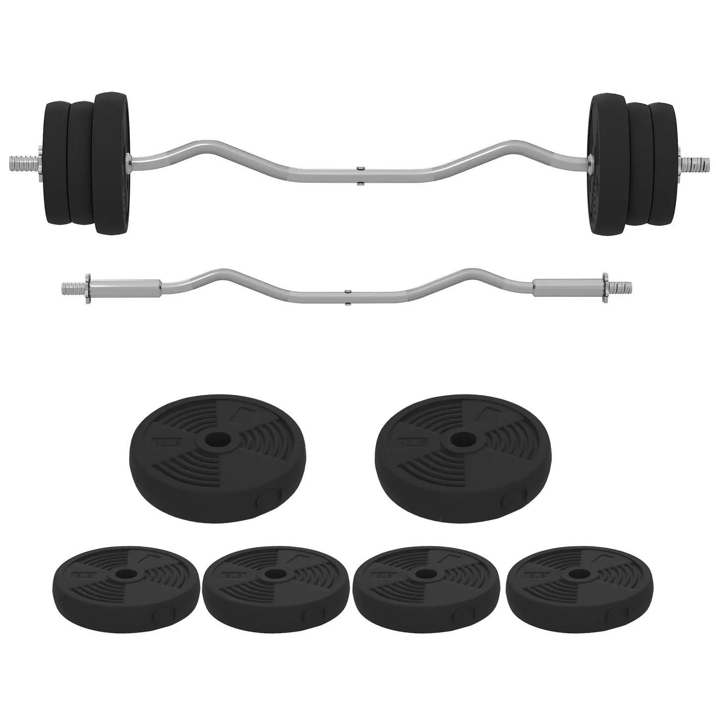 50LBS Barbell Weight Set, Adjustable with Curl Bar, Home Gym Dumbbells & Barbells at Gallery Canada