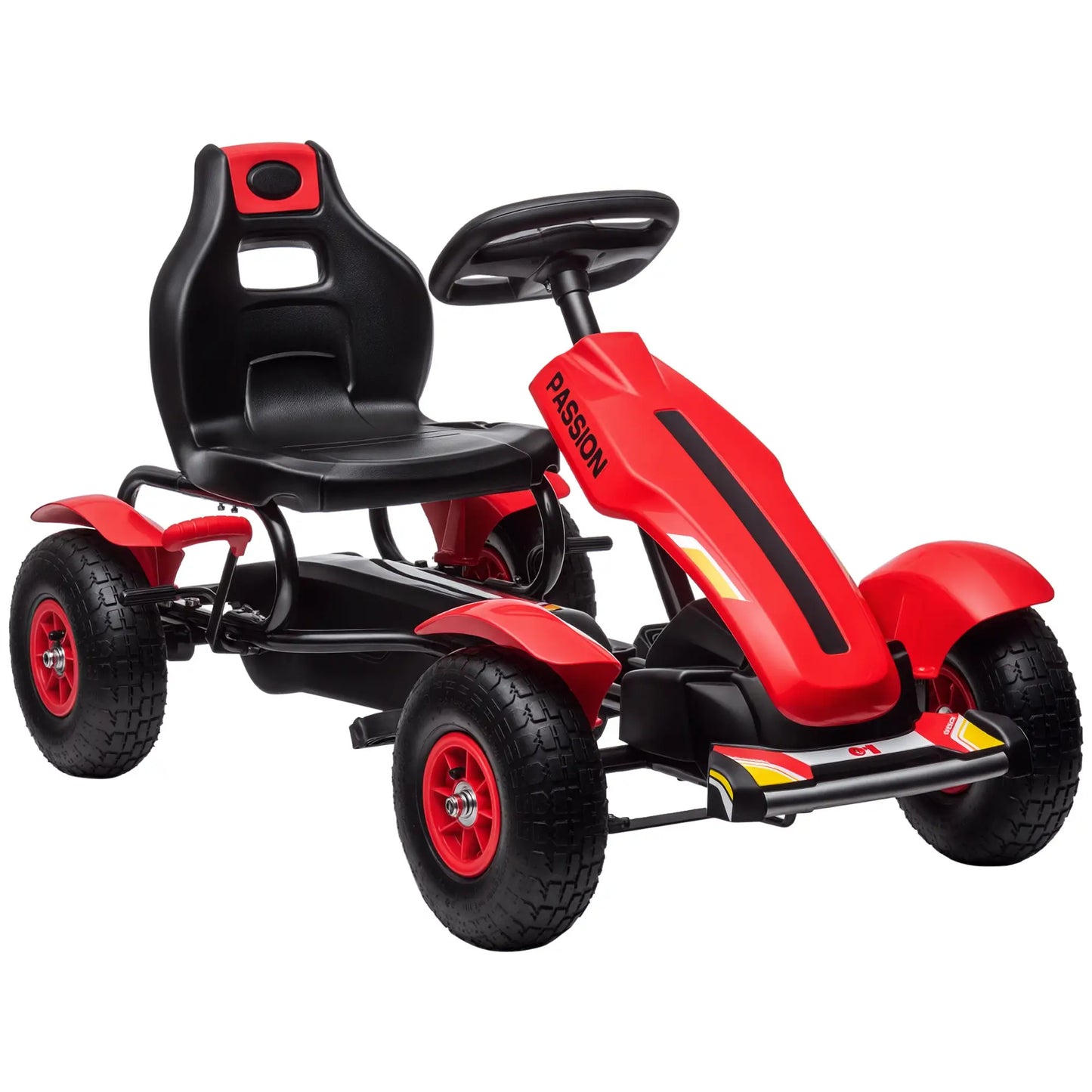 Kids Pedal Go Kart, Adjustable Bucket, Handbrake, 4 Rubber Wheels, Red Pedal Go Karts for Kids at Gallery Canada