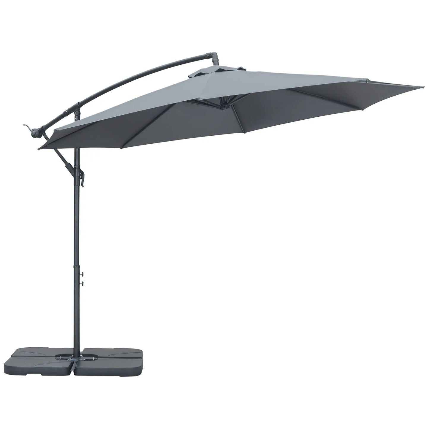 9.6ft Offset Patio Umbrella, Hanging Parasol, Crank, Dark Grey Cantilever Umbrellas at Gallery Canada