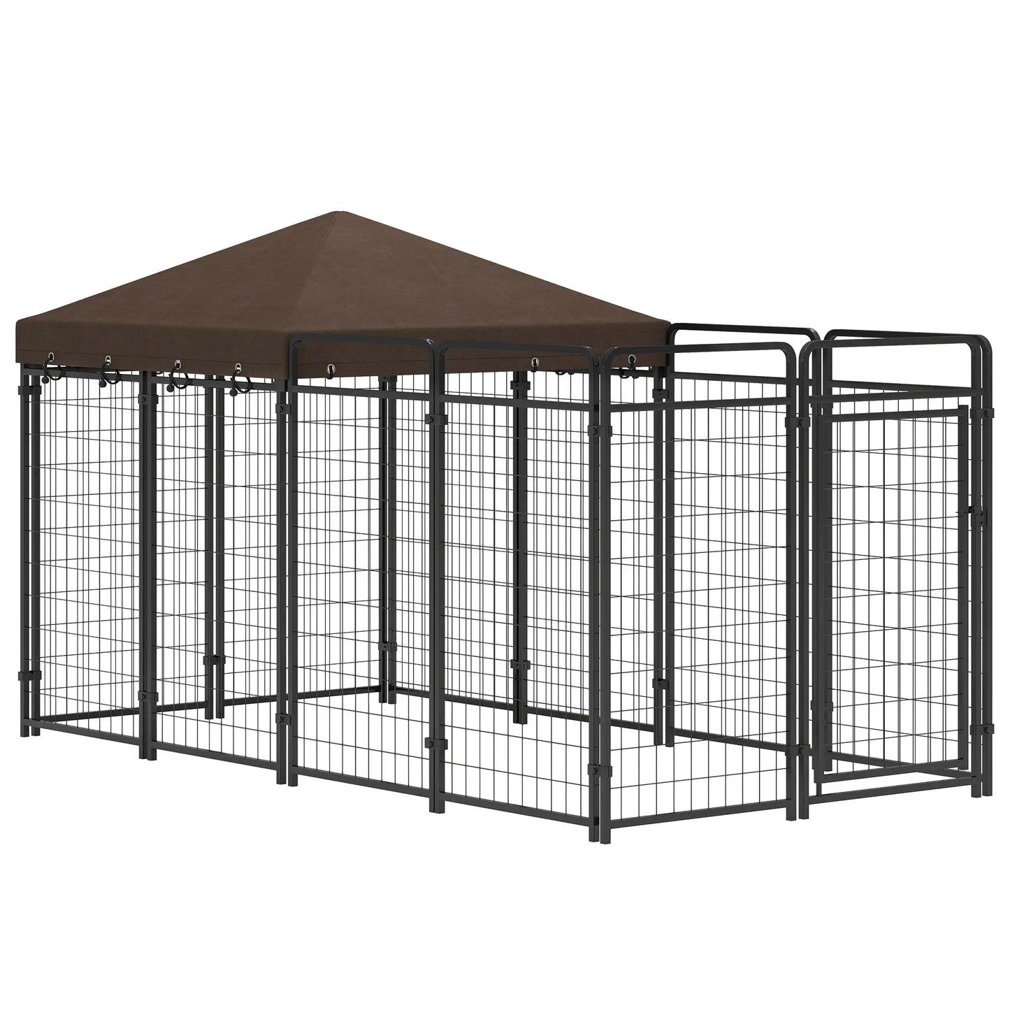 Outdoor Dog Kennel with Waterproof Canopy, Galvanized Chain Link Run, Black Houses, Kennels & Pens at Gallery Canada