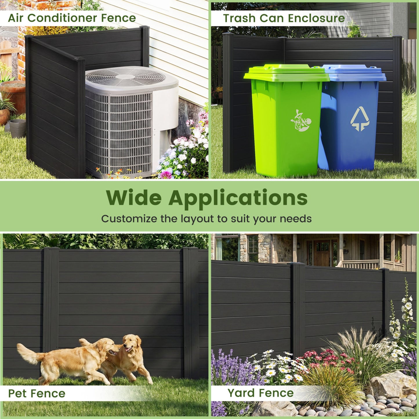 48-Inch Air Conditioner Fence, 2-Panel Privacy Screen, Black Decorative Fencing & Flooring at Gallery Canada
