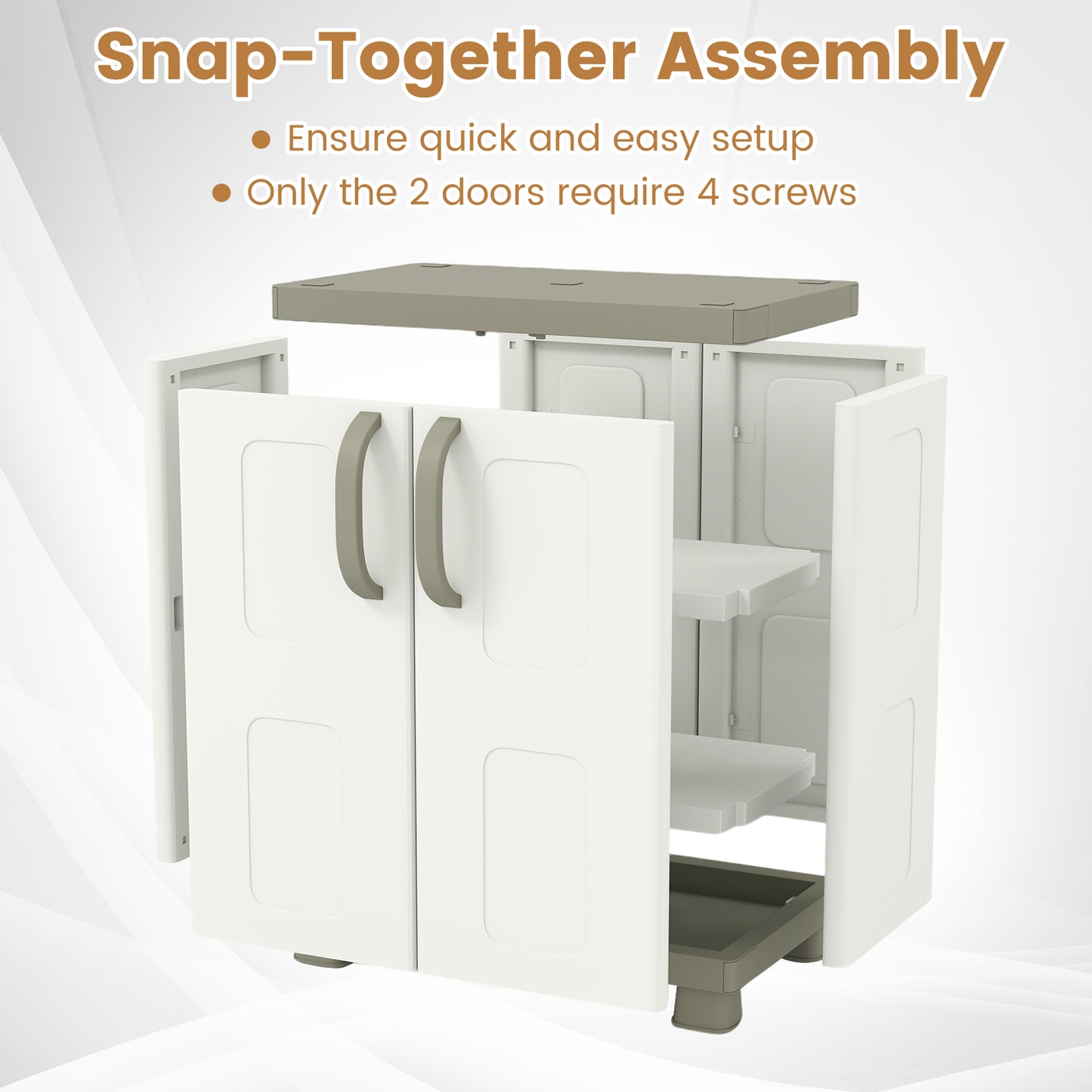 Freestanding Buffet Cabinet, 2 Doors, Adjustable Shelves, Kitchen Garage, Beige Sideboards Cabinets & Buffets at Gallery Canada