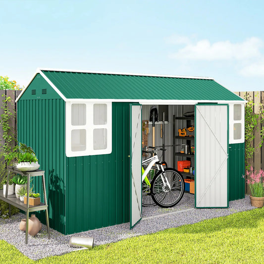 12' x 5.5' Metal Storage Shed, Outdoor Tool House, Green Sheds Green at Gallery Canada