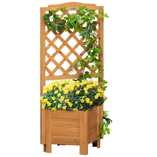 Wood Planter with Trellis, Raised Garden Bed to Grow Vegetables, Herbs, and Flowers for Backyard, Patio, Deck - Gallery Canada