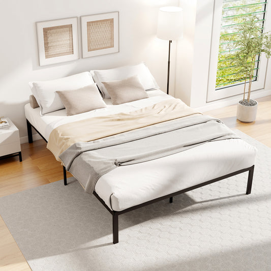 Full Size Metal Bed Frame, Heavy Duty Support Slats, Black Simple Bed Frame Black at Gallery Canada