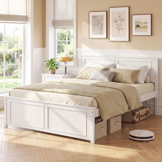 Full Size Platform Bed Frame With Headboard Simple Bed Frame White at Gallery Canada