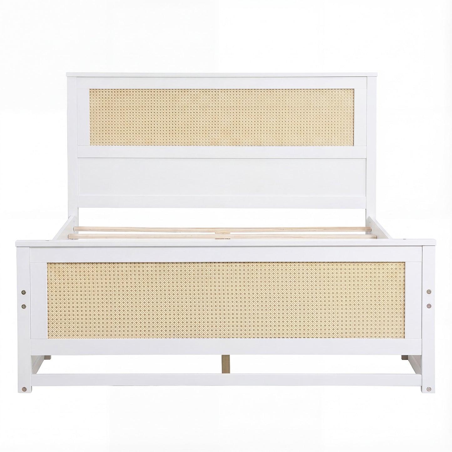Full Size Rattan Bed Frame with Storage Drawers, White Trundle Bed Frame White at Gallery Canada