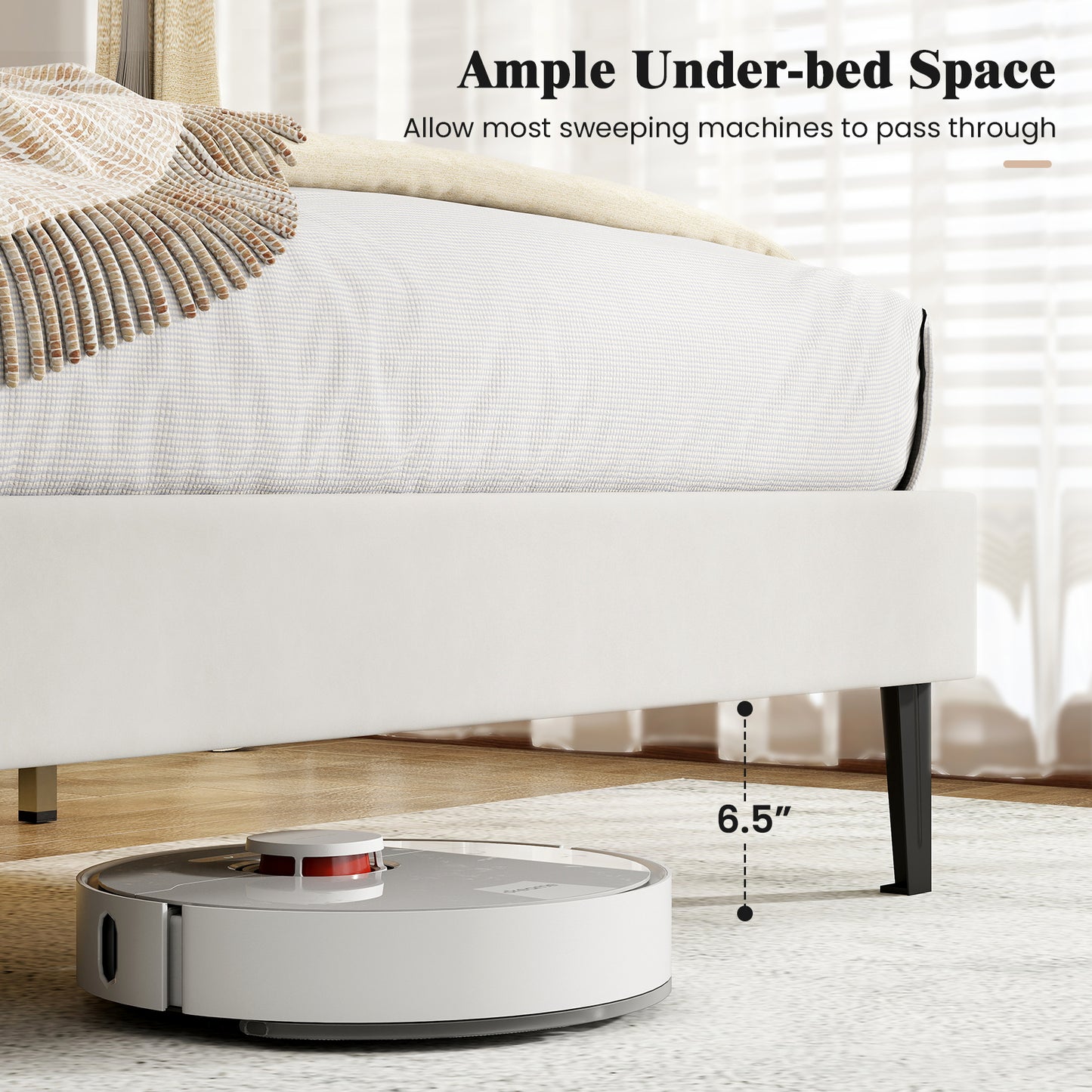 Full Size Velvet Upholstered Platform Bed Frame Simple Bed Frame at Gallery Canada