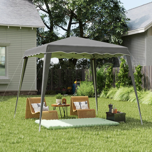 8' x 8' Pop Up Canopy, Foldable Outdoor Tent, Portable With Carrying Bag, Grey Pop Up Canopies Grey at Gallery Canada
