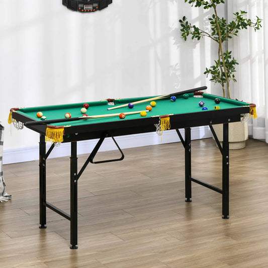 55 Folding Pool Table Set, Adjustable Height, 2 Cues, 16 Balls, Green Game Tables Green at Gallery Canada