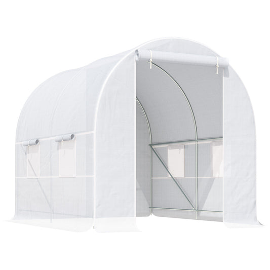 8.2x6.6x6.6ft Walk-in Tunnel Greenhouse Portable Garden Plant Growing Warm House with Door and Ventilation Window, White - Gallery Canada