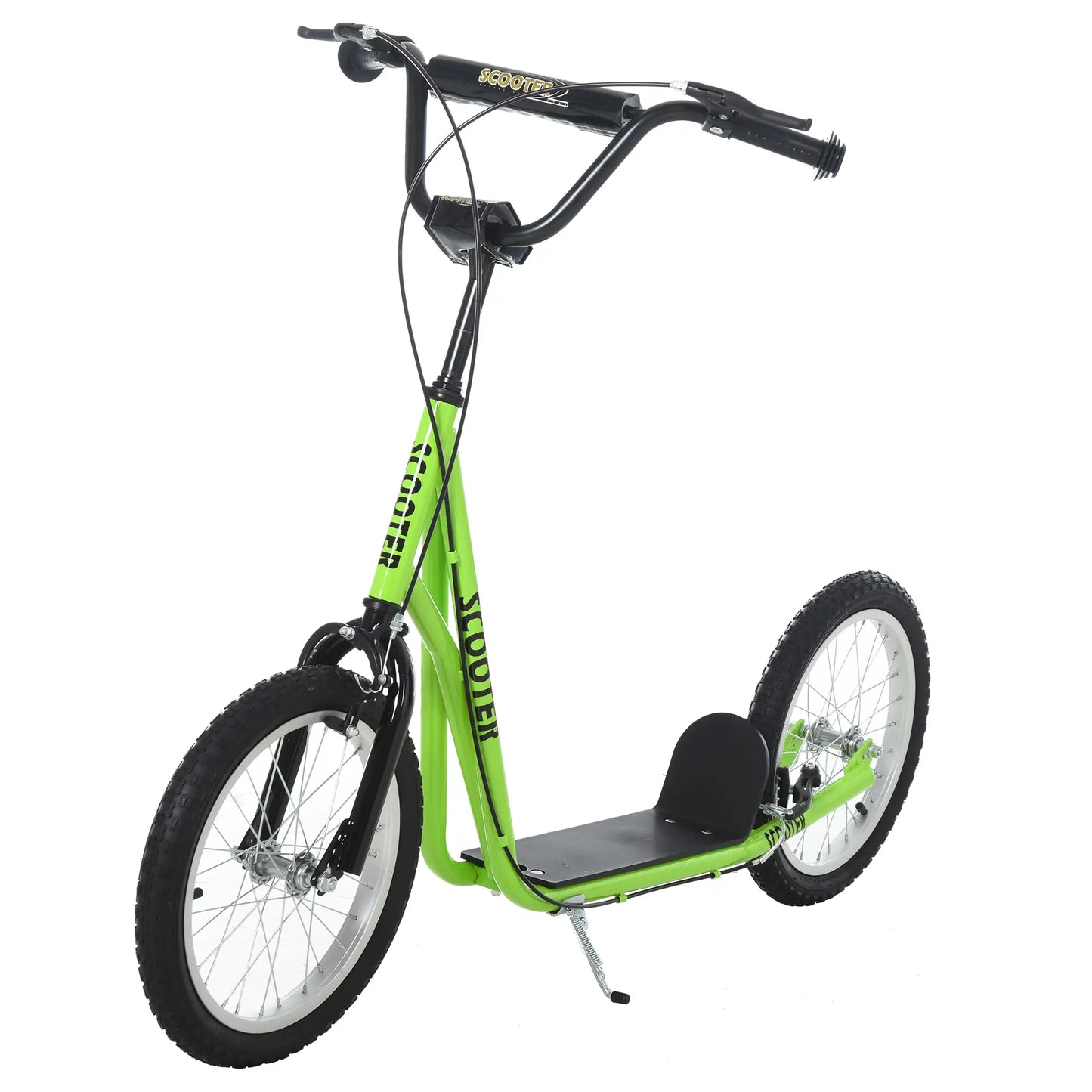Kids Kick Scooter, 5+ Years, 16'' Inflatable Wheel, Dual Brakes, Green Scooters at Gallery Canada