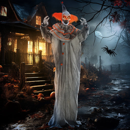 6' Classic Clown Halloween Decoration, Animatronic, Motion Activated, Orange Halloween Decorations Orange, Grey at Gallery Canada