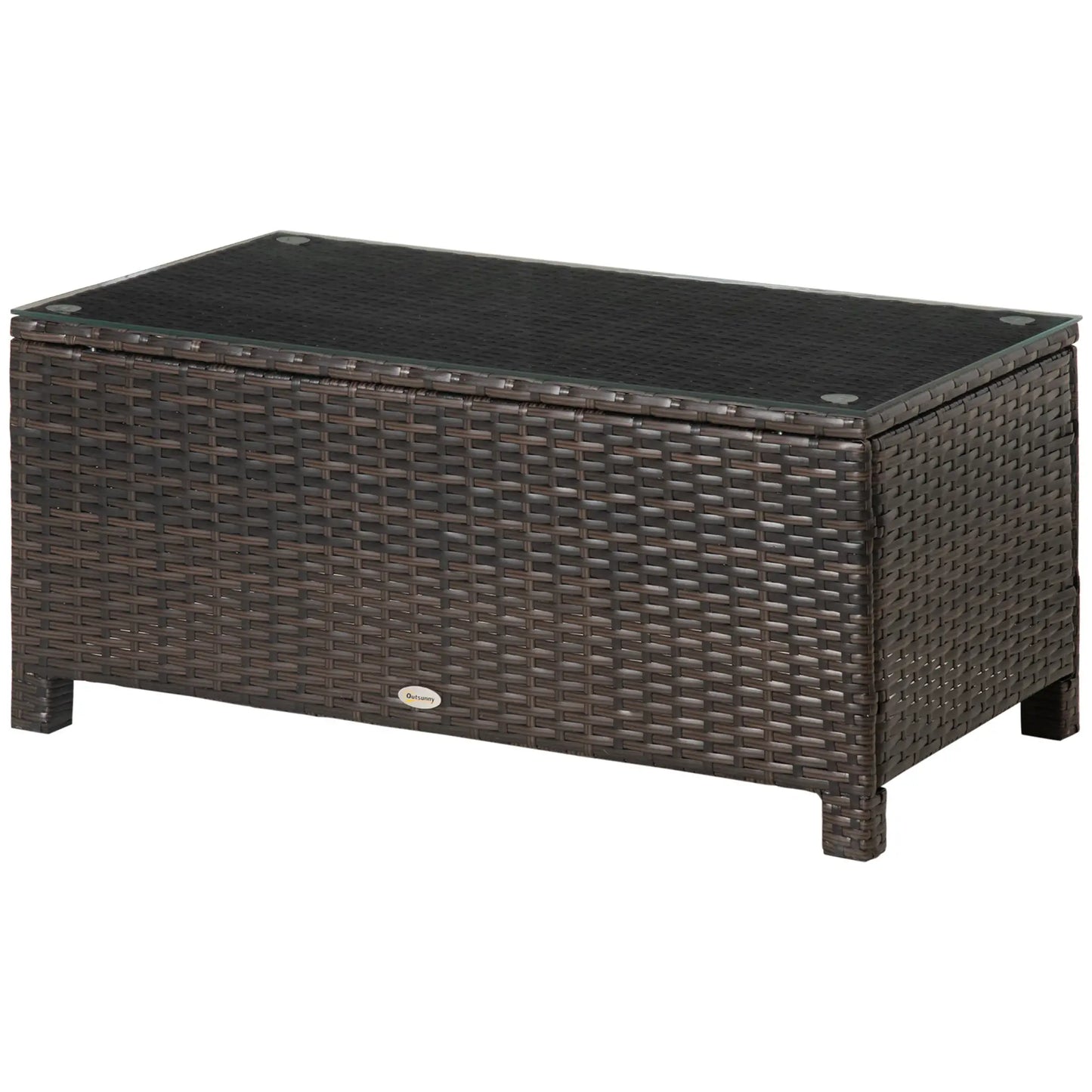 Rattan Wicker Coffee Table, Glass Top, Outdoor Garden Patio Furniture, Brown Coffee Tables at Gallery Canada