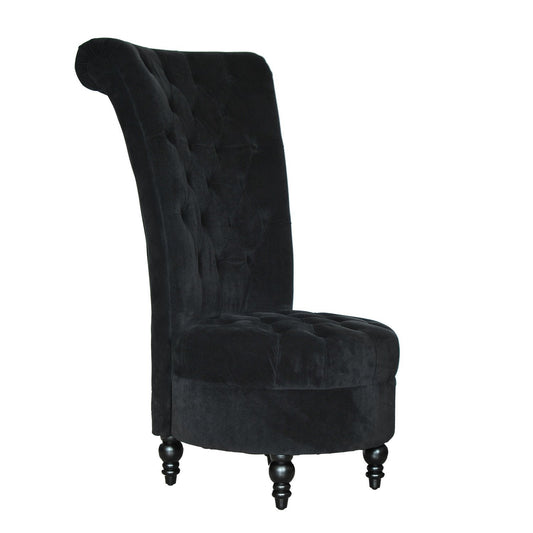 45" Tufted High Back Velvet Accent Chair Living Room Soft Padded Couch Lounge (Black) at Gallery Canada
