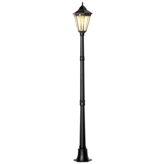 77" Solar Lamp Post Light Outdoor Street Lamp, Motion Activated Sensor PIR, Adjustable Brightness for Backyard, Black - Gallery Canada
