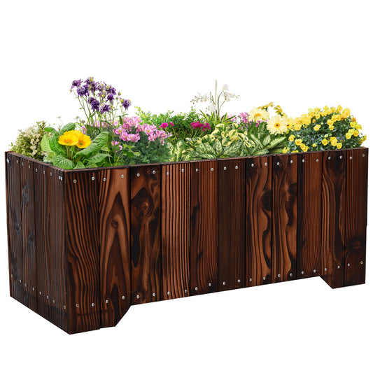 37.5"x15"x15.75" Raised Garden Bed, Wooden Planters for Outdoor Plants, Rectangle Vegetable Planter Box for Patio Deck Balcony Outdoor Gardening - Gallery Canada