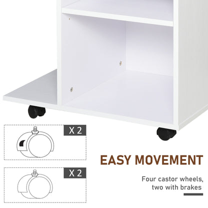 Printer Stand Desk Side File Cabinet, Rolling Cart with Wheels, Adjustable Shelf, Drawer, CPU Stand, White at Gallery Canada