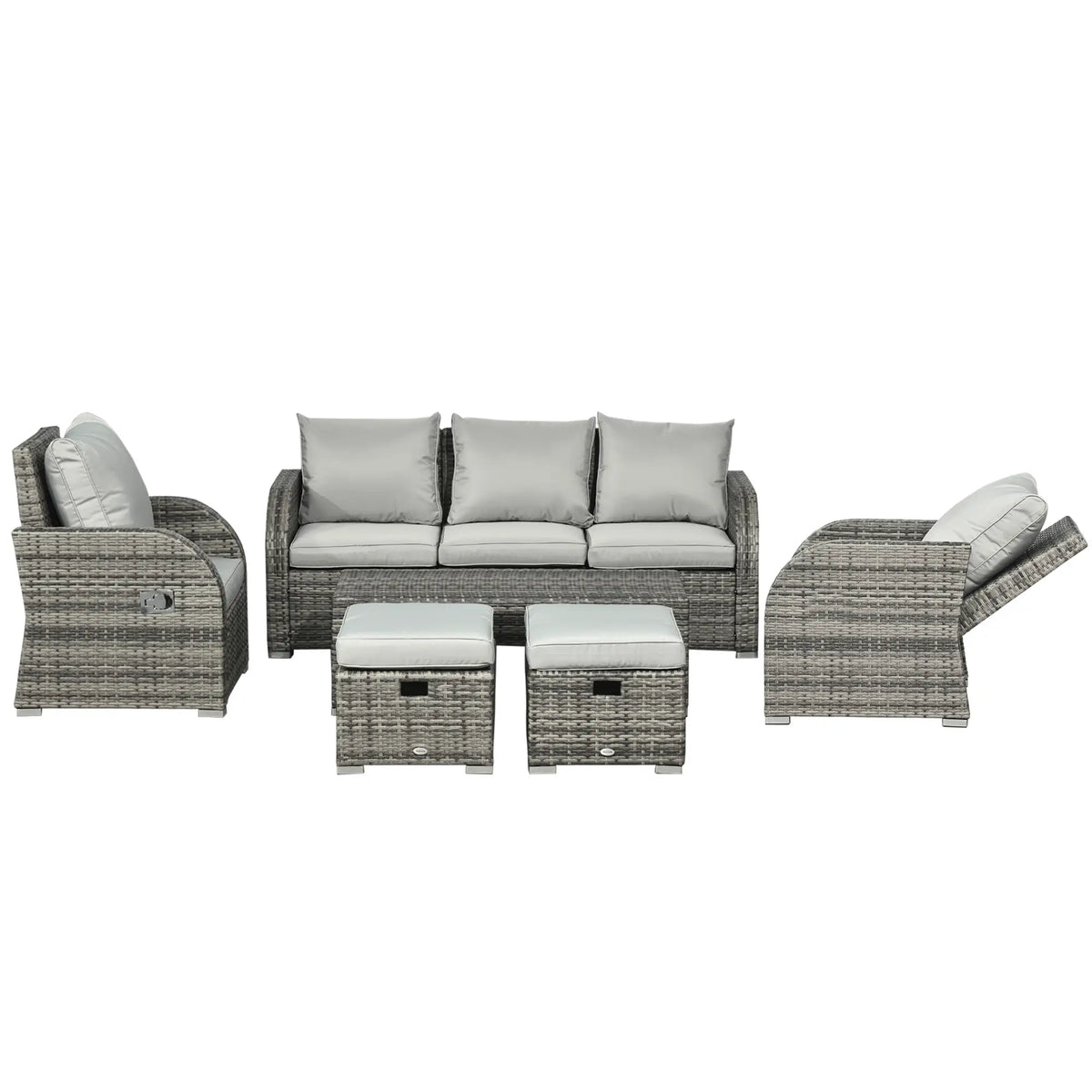 6 Piece Patio Furniture Set, Wicker Rattan Sectional with Cushions, Light Grey Patio Furniture Sets at Gallery Canada