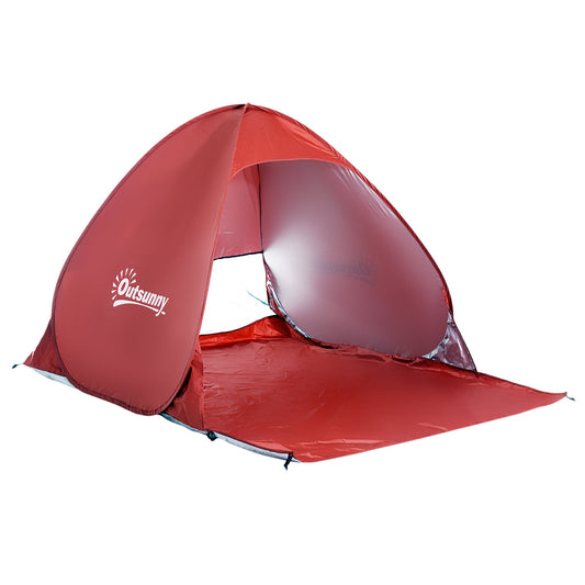 Pop Up Beach Tent Portable Sun Shelter UV Protection Outdoor Patio with Carry Case &; Stakes Red - Gallery Canada