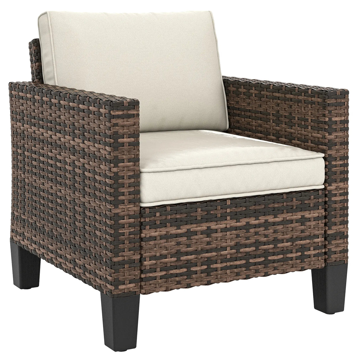 Single Wicker Patio Chair With Armrests, Cushions, Cream White Patio Chairs at Gallery Canada