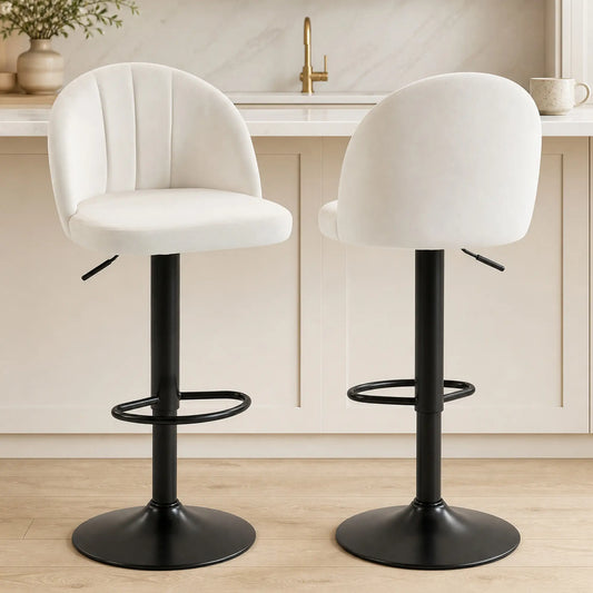 Swivel Counter Height Barstools Set Of 2, Cream White Bar Stools Cream White, Black at Gallery Canada