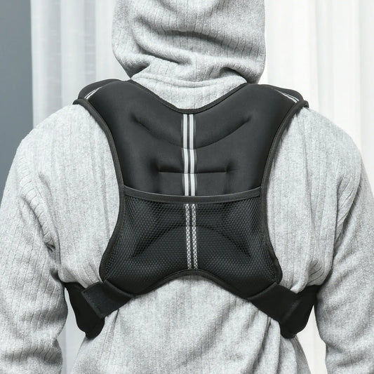 11 lbs Weighted Vest, Adjustable Straps, Pocket, Reflective Strips, Men Women Strength Training Equipment Black at Gallery Canada